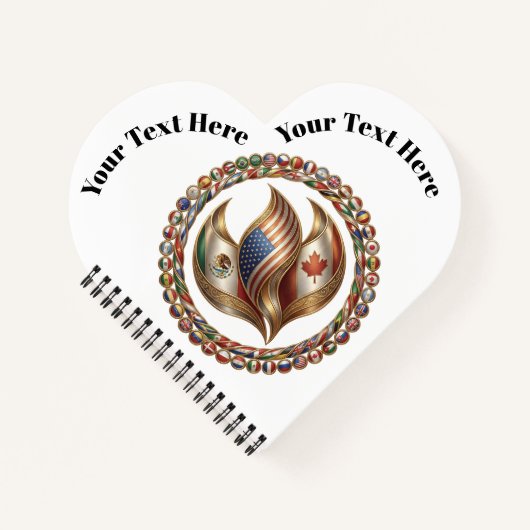 International Unity Flame with World Flags Emblem  Notitieboek (Voorkant)