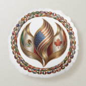 International Unity Flame with World Flags Emblem Rond Kussen (Voorkant)