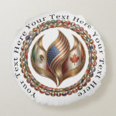 International Unity Flame with World Flags Emblem  Rond Kussen (Achterkant)