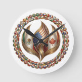 International Unity Flame with World Flags Emblem  Ronde Klok (Voorkant)