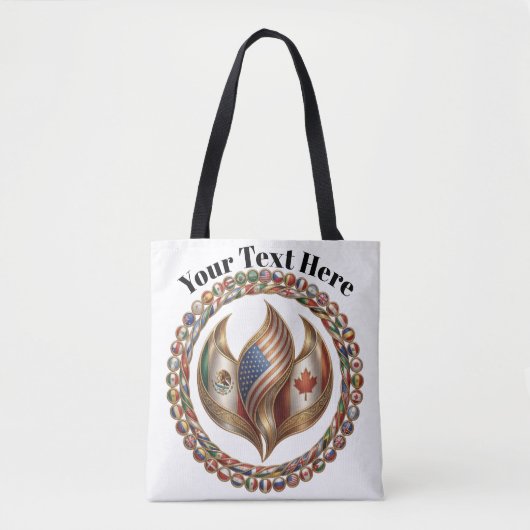 International Unity Flame with World Flags Emblem  Tote Bag (Voorkant)