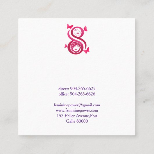 , International Women’s Day Vierkante Visitekaartje (Achterkant)