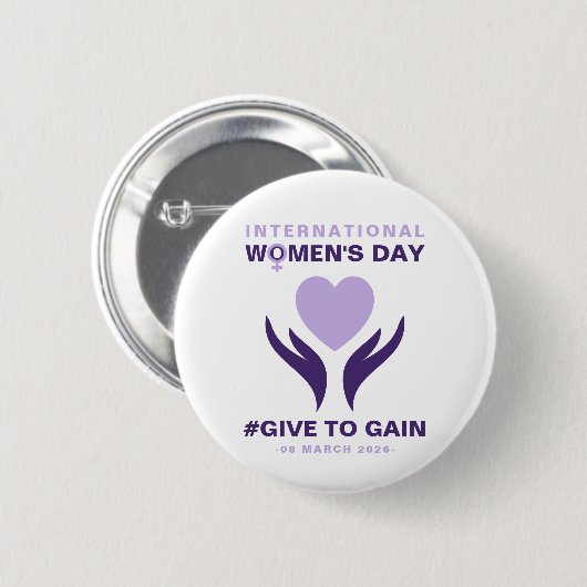 International Women's Day Give To Gain 2026 Ronde Button 5,7 Cm (Voorkant /achterkant)