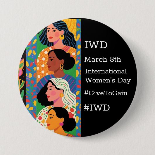 International Women's Day | IWD #GivetoGain Ronde Button 7,6 Cm (Voorkant)