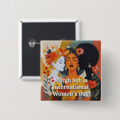 International Women's Day March 8th IWD Vierkante Button 5,1 Cm (Voorkant /achterkant)