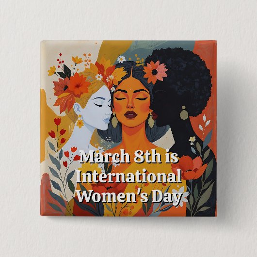 International Women's Day March 8th IWD Vierkante Button 5,1 Cm (Voorkant)