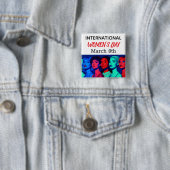 International Women's Day | Pop Art Vierkante Button 5,1 Cm (In situ)
