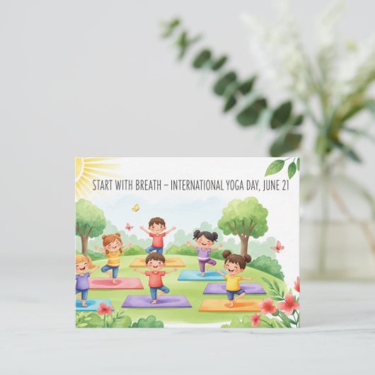 International Yoga Day Briefkaart (Staand voorkant)