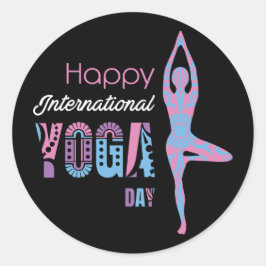 International Yoga Day Ronde Sticker