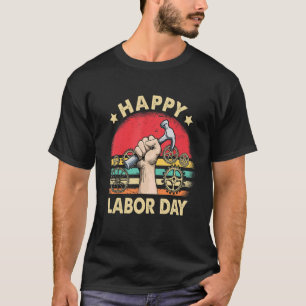 Internationale Arbeidsdag Happy Labour Day Retro V T-shirt