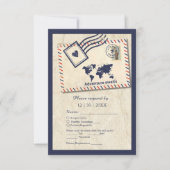 Internationale Avontuur Rustieke Bestemming Trouwe RSVP Kaartje (Voorkant)