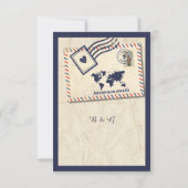 Internationale Avontuur Rustieke Bestemming Trouwe RSVP Kaartje (Achterkant)