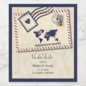 Internationale Avontuur Rustieke Bestemming Trouwe Wijn Etiket (Enkel label)