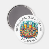 Internationale Bier- en Pizzadag 9 oktober Magneet (Voorkant / Achterkant)