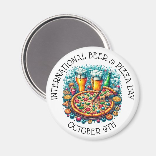 Internationale Bier- en Pizzadag 9 oktober Magneet (Voorkant / Achterkant)