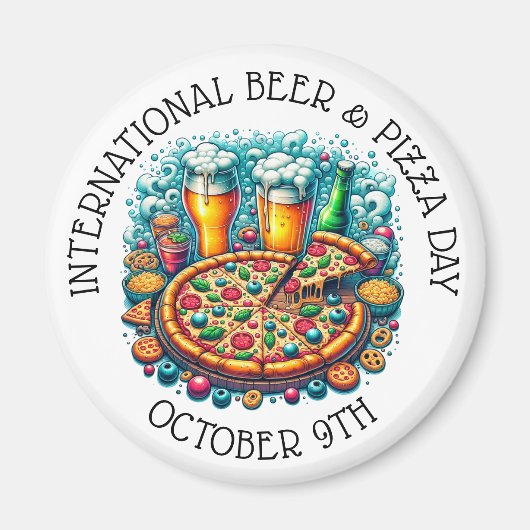 Internationale Bier- en Pizzadag 9 oktober Magneet (Voorkant)