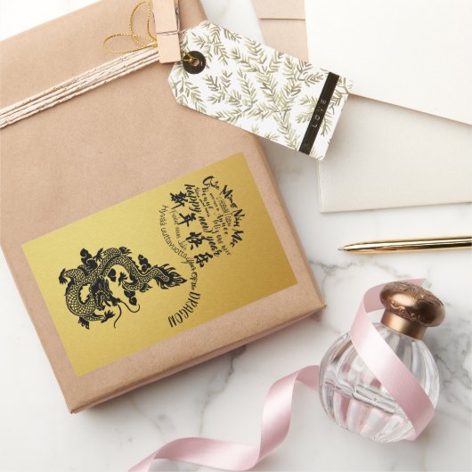 Internationale Chinese Draak Nieuwjaar 2024 VrecS Rechthoekige Sticker (Geschenken)