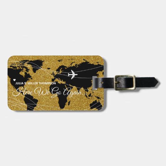 Internationale chique wereld gouden reizen bagagelabel (Voorkant horizontaal)