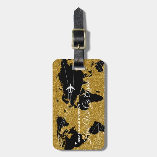 Internationale chique wereld gouden reizen bagagelabel (Voorkant verticaal)