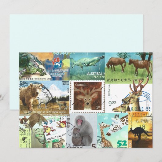 internationale collage van postzegels voor dieren (Voorkant / Achterkant)