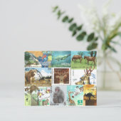 internationale collage van postzegels voor dieren briefkaart (Staand voorkant)