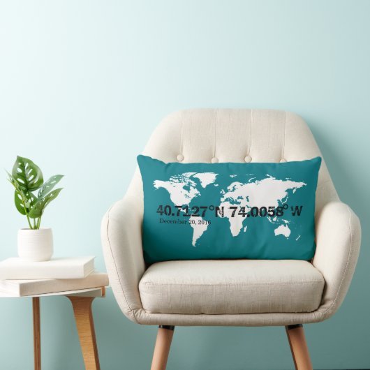 Internationale coördinaten speciale datum aangepas kussen (Stoel)