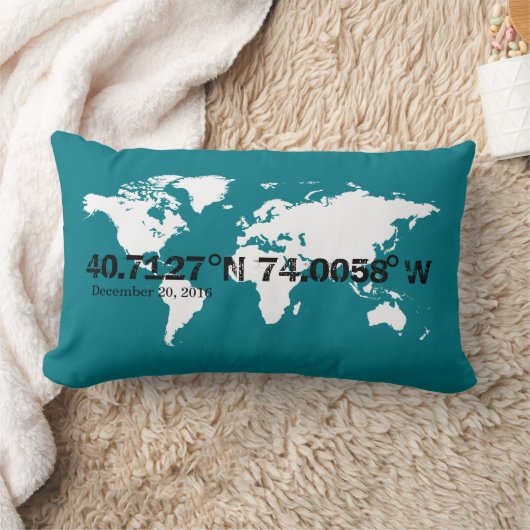 Internationale coördinaten speciale datum aangepas kussen (Deken)