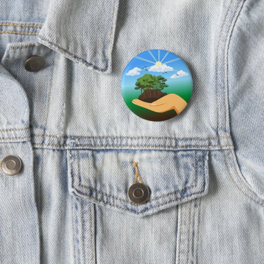 Internationale Dag van de Aarde Ronde Button 5,7 Cm (In situ)