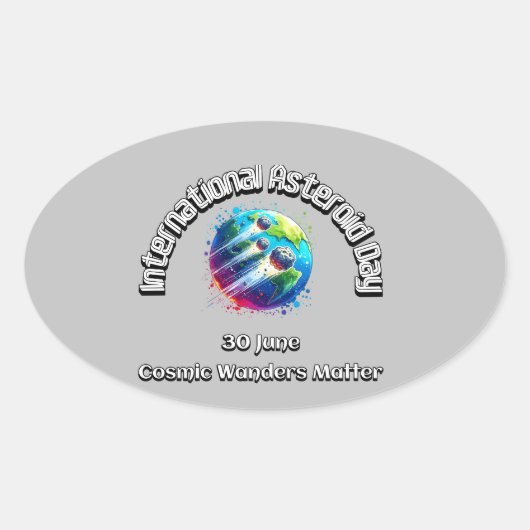 Internationale dag van de asteroïde. Kosmische won Ovale Sticker (Voorkant)
