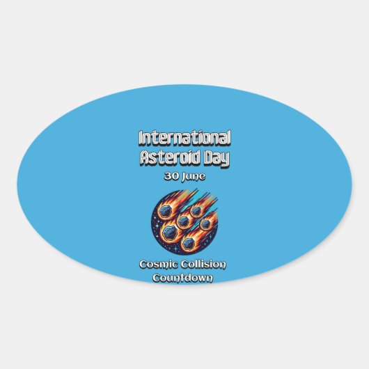 Internationale dag van de asteroïde. ovale sticker (Voorkant)