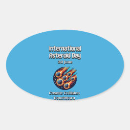 Internationale dag van de asteroïde. ovale sticker