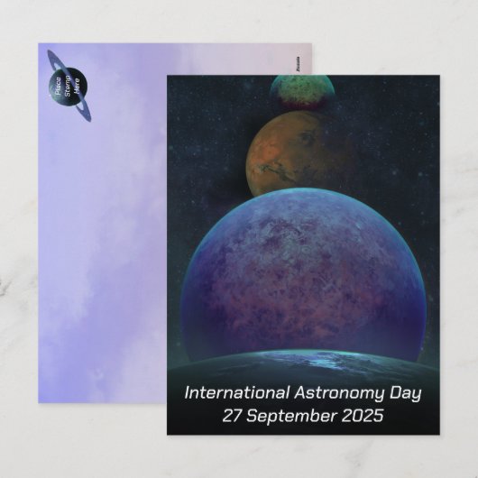 Internationale Dag van de Astronomie - Planeten Feestdagenkaart (Voorkant / Achterkant)