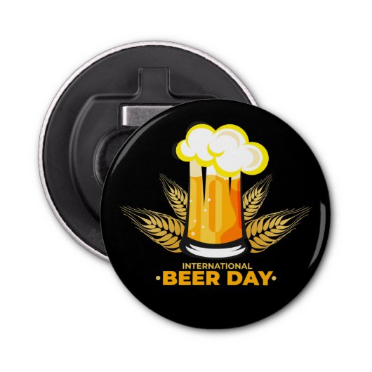 Internationale dag van de bier button flesopener (Voorkant)