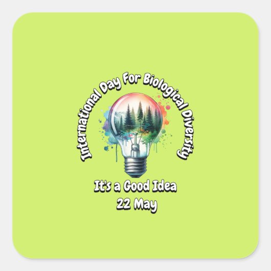 Internationale dag van de biologische diversiteit vierkante sticker (Voorkant)