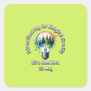 Internationale dag van de biologische diversiteit vierkante sticker