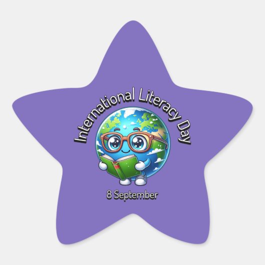Internationale Dag van de Geletterdheid. 8 septemb Ster Sticker (Voorkant)