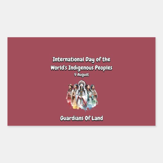 Internationale dag van de inheemse volkeren in de  rechthoekige sticker (Voorkant)