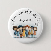 Internationale Dag van de Jeugd Pinback Ronde Button 5,7 Cm (Voorkant)