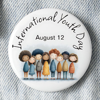 Internationale Dag van de Jeugd Pinback Ronde Button 5,7 Cm