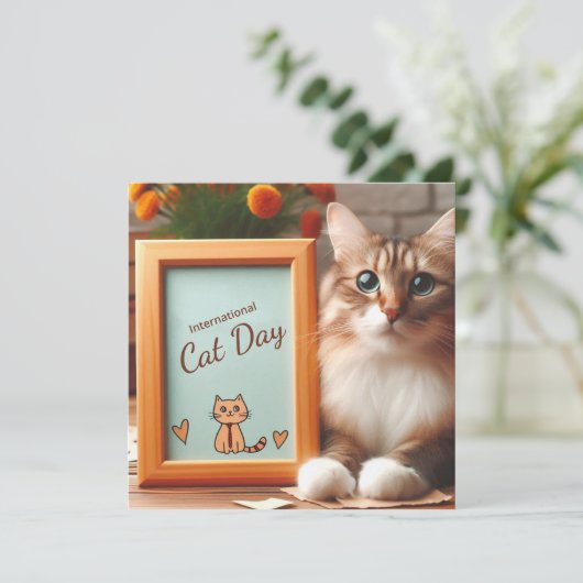 Internationale dag van de kat bedankkaart (Staand voorkant)