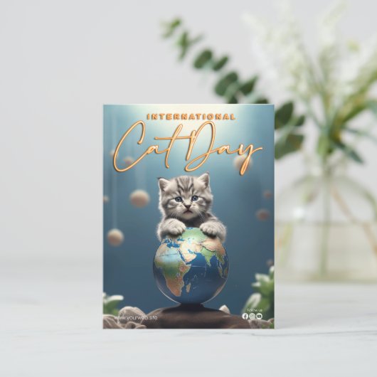Internationale dag van de kat briefkaart (Staand voorkant)