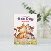 Internationale dag van de kat briefkaart (Staand voorkant)
