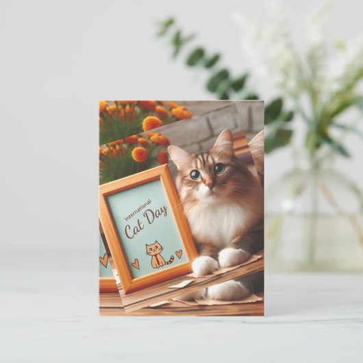 Internationale dag van de kat briefkaart (Staand voorkant)