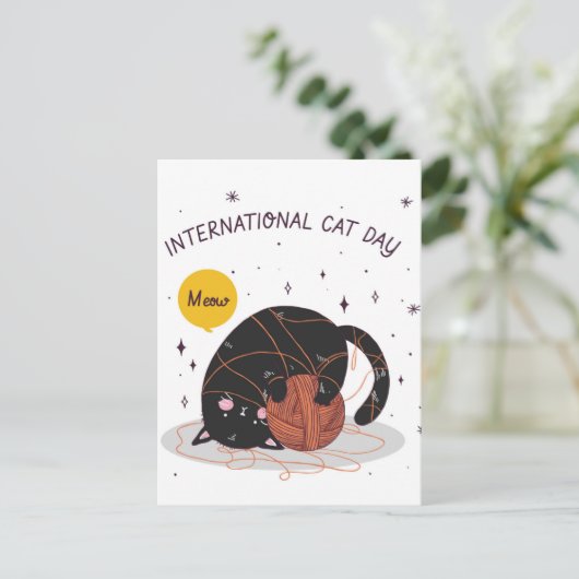 Internationale dag van de kat briefkaart (Staand voorkant)