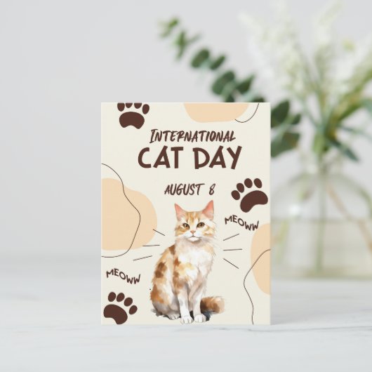 Internationale dag van de kat briefkaart (Staand voorkant)