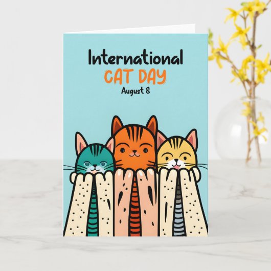 Internationale dag van de kat kaart (Gele Bloem)