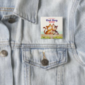 Internationale dag van de kat vierkante button 5,1 cm (In situ)