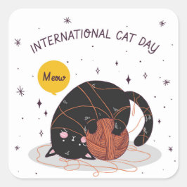 Internationale dag van de kat vierkante sticker