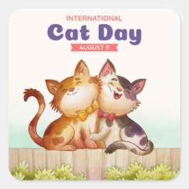 Internationale dag van de kat vierkante sticker
