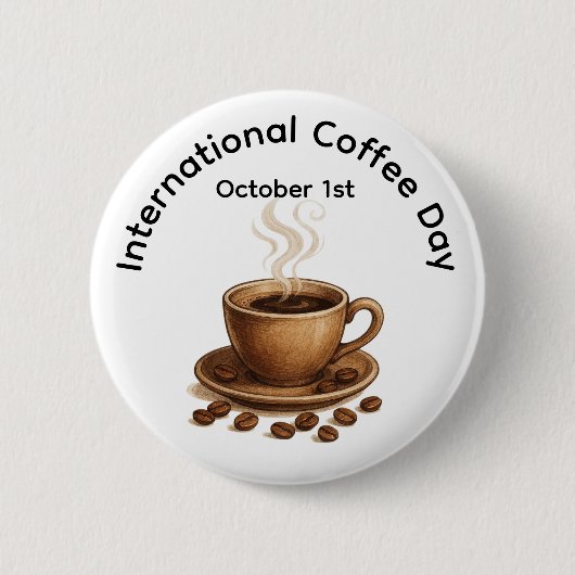 Internationale Dag van de Koffie Ronde Button 5,7 Cm (Voorkant)